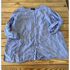 Tahari 100% Linen Button Up Shirt Size 2X Women’s Blue